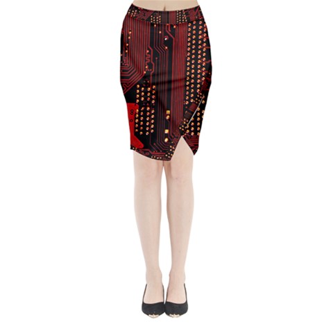 Technology Computer Circuit Midi Wrap Pencil Skirt from ArtsNow.com