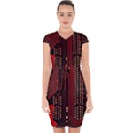 Technology Computer Circuit Capsleeve Drawstring Dress 