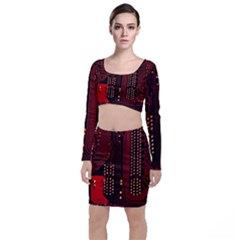 Long Sleeve Crop Top & Bodycon Skirt Set 