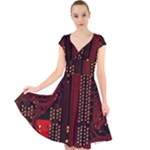 Technology Computer Circuit Cap Sleeve Front Wrap Midi Dress