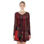 Technology Computer Circuit Long Sleeve Velvet V-neck Dress