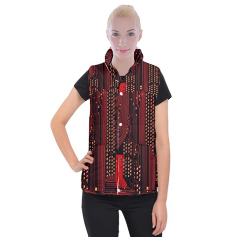 Technology Computer Circuit Women s Button Up Vest from ArtsNow.com