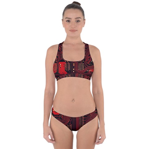 Technology Computer Circuit Cross Back Hipster Bikini Set from ArtsNow.com