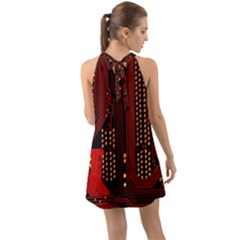 Halter Tie Back Chiffon Dress 