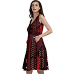 Technology Computer Circuit Sleeveless V-Neck Skater Dress with Pockets