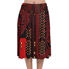Velvet Flared Midi Skirt 