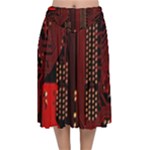 Technology Computer Circuit Velvet Flared Midi Skirt