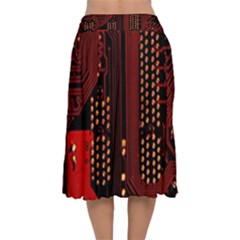 Velvet Flared Midi Skirt 