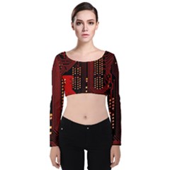 Velvet Long Sleeve Crop Top 