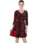 Technology Computer Circuit Quarter Sleeve Ruffle Waist Dress