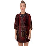 Technology Computer Circuit Half Sleeve Chiffon Kimono