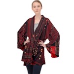 Technology Computer Circuit Long Sleeve Velvet Kimono 
