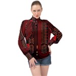 Technology Computer Circuit High Neck Long Sleeve Chiffon Top