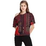 Technology Computer Circuit One Shoulder Cut Out T-Shirt