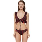 Technology Computer Circuit Low Cut Ruffle Edge Bikini Set