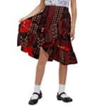 Technology Computer Circuit Kids  Ruffle Flared Wrap Midi Skirt