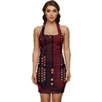 Technology Computer Circuit Sleeveless Wide Square Neckline Ruched Bodycon Dress