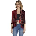 Technology Computer Circuit Women s 3/4 Sleeve Ruffle Edge Open Front Jacket