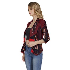 Women s 3/4 Sleeve Ruffle Edge Open Front Jacket 