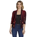 Technology Computer Circuit Women s Draped Front 3/4 Sleeve Shawl Collar Jacket