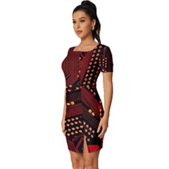 Fitted Knot Split End Bodycon Dress 