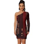Technology Computer Circuit Long Sleeve One Shoulder Mini Dress