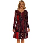 Technology Computer Circuit Long Sleeve Dress With Pocket