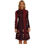 Technology Computer Circuit Long Sleeve Shirt Collar A-Line Dress