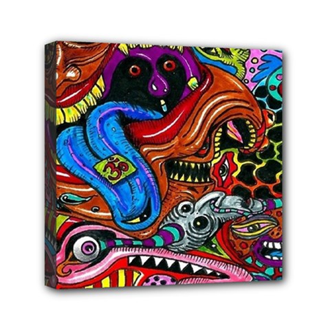 Psychedelic Trippy Hippie  Weird Art Mini Canvas 6  x 6  (Stretched) from ArtsNow.com