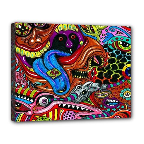 Psychedelic Trippy Hippie  Weird Art Canvas 14  x 11  (Stretched) from ArtsNow.com