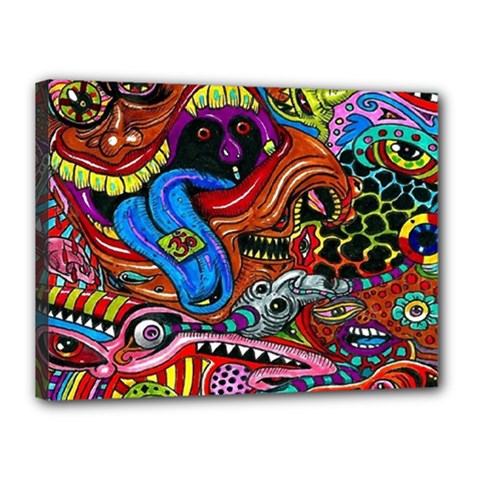 Psychedelic Trippy Hippie  Weird Art Canvas 16  x 12  (Stretched) from ArtsNow.com