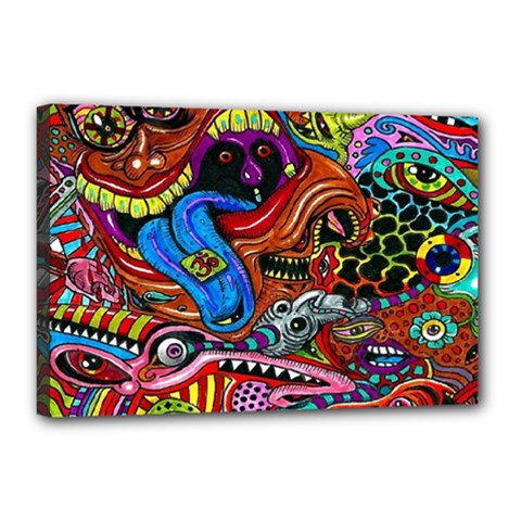 Psychedelic Trippy Hippie  Weird Art Canvas 18  x 12  (Stretched) from ArtsNow.com