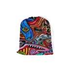 Psychedelic Trippy Hippie  Weird Art Drawstring Pouch (Medium)