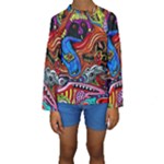 Psychedelic Trippy Hippie  Weird Art Kids  Long Sleeve Swimwear