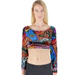 Psychedelic Trippy Hippie  Weird Art Long Sleeve Crop Top