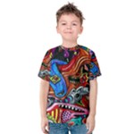 Psychedelic Trippy Hippie  Weird Art Kids  Cotton T-Shirt