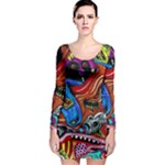 Psychedelic Trippy Hippie  Weird Art Long Sleeve Bodycon Dress