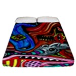 Psychedelic Trippy Hippie  Weird Art Fitted Sheet (Queen Size)