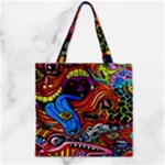 Psychedelic Trippy Hippie  Weird Art Zipper Grocery Tote Bag