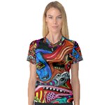 Psychedelic Trippy Hippie  Weird Art V-Neck Sport Mesh T-Shirt