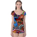 Psychedelic Trippy Hippie  Weird Art Boyleg Leotard 