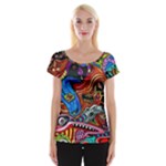 Psychedelic Trippy Hippie  Weird Art Cap Sleeve Top
