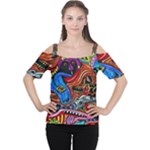 Psychedelic Trippy Hippie  Weird Art Cutout Shoulder T-Shirt