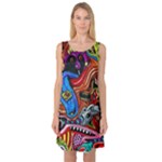 Psychedelic Trippy Hippie  Weird Art Sleeveless Satin Nightdress