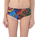 Psychedelic Trippy Hippie  Weird Art Mid-Waist Bikini Bottoms
