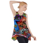 Psychedelic Trippy Hippie  Weird Art Side Drop Tank Tunic