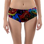 Psychedelic Trippy Hippie  Weird Art Reversible Mid-Waist Bikini Bottoms