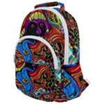 Psychedelic Trippy Hippie  Weird Art Rounded Multi Pocket Backpack