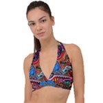 Psychedelic Trippy Hippie  Weird Art Halter Plunge Bikini Top