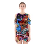 Psychedelic Trippy Hippie  Weird Art Shoulder Cutout One Piece Dress